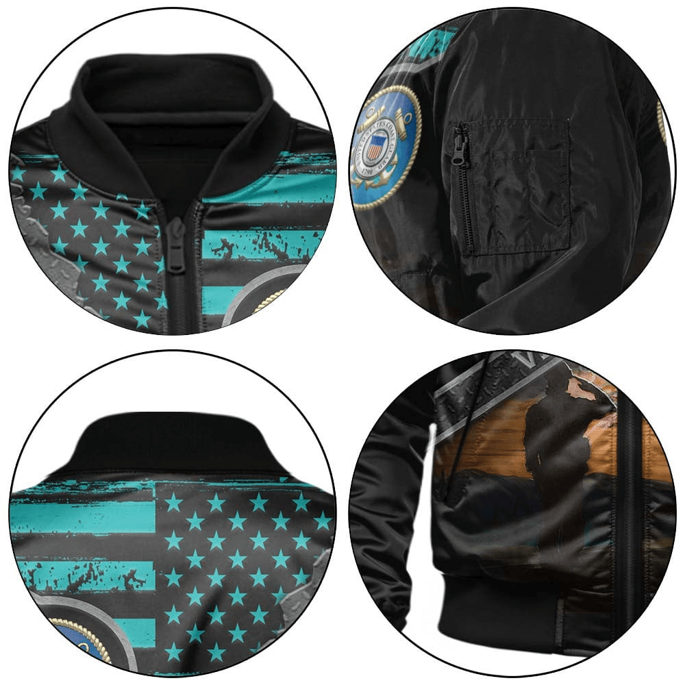 US Coast Guard (USCG) Customized Veteran U.S. Coast Guard Bomber Jacket #00CB136