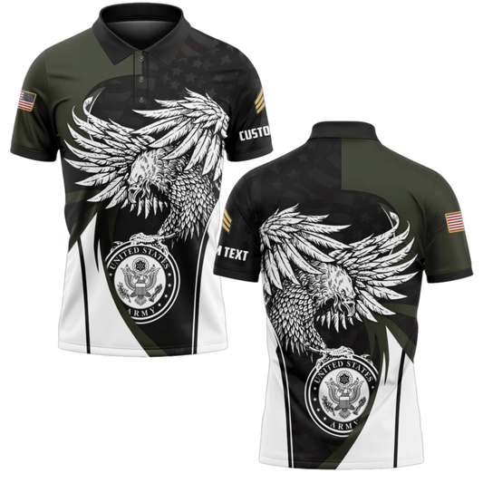 US Army Personalized U.S Veteran Eagle 3D Polo Shirt #000B155