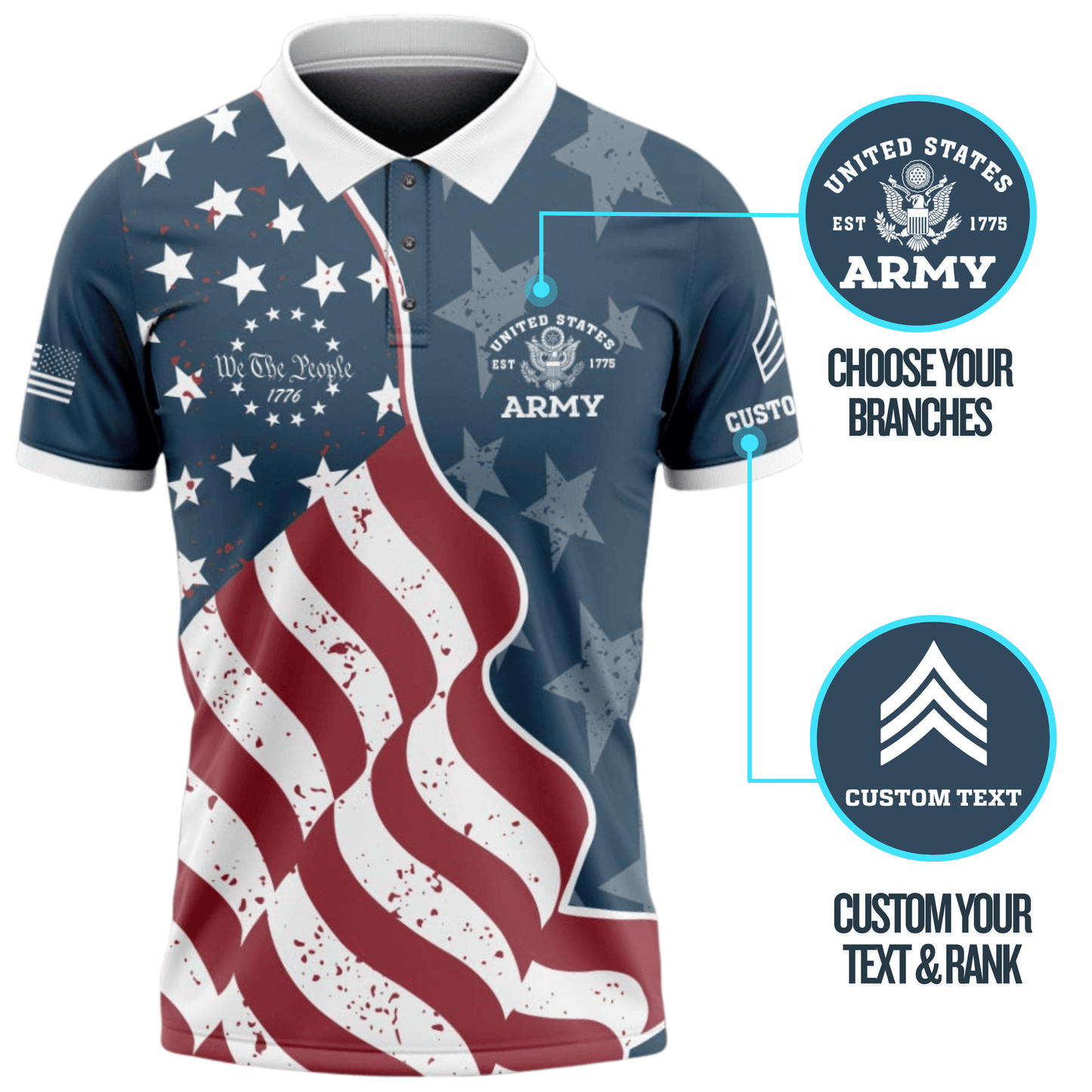 US Veteran Personalized We The People Polo Shirt #000B158