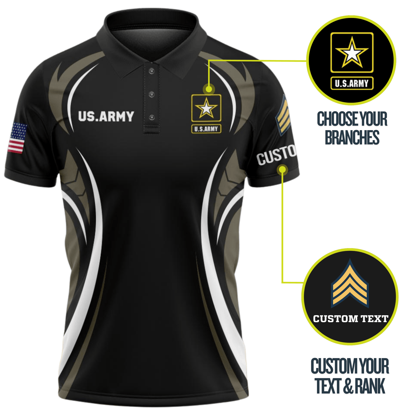 US Veteran Personalized U.S Veteran Proudly Served Polo Shirts #000B161