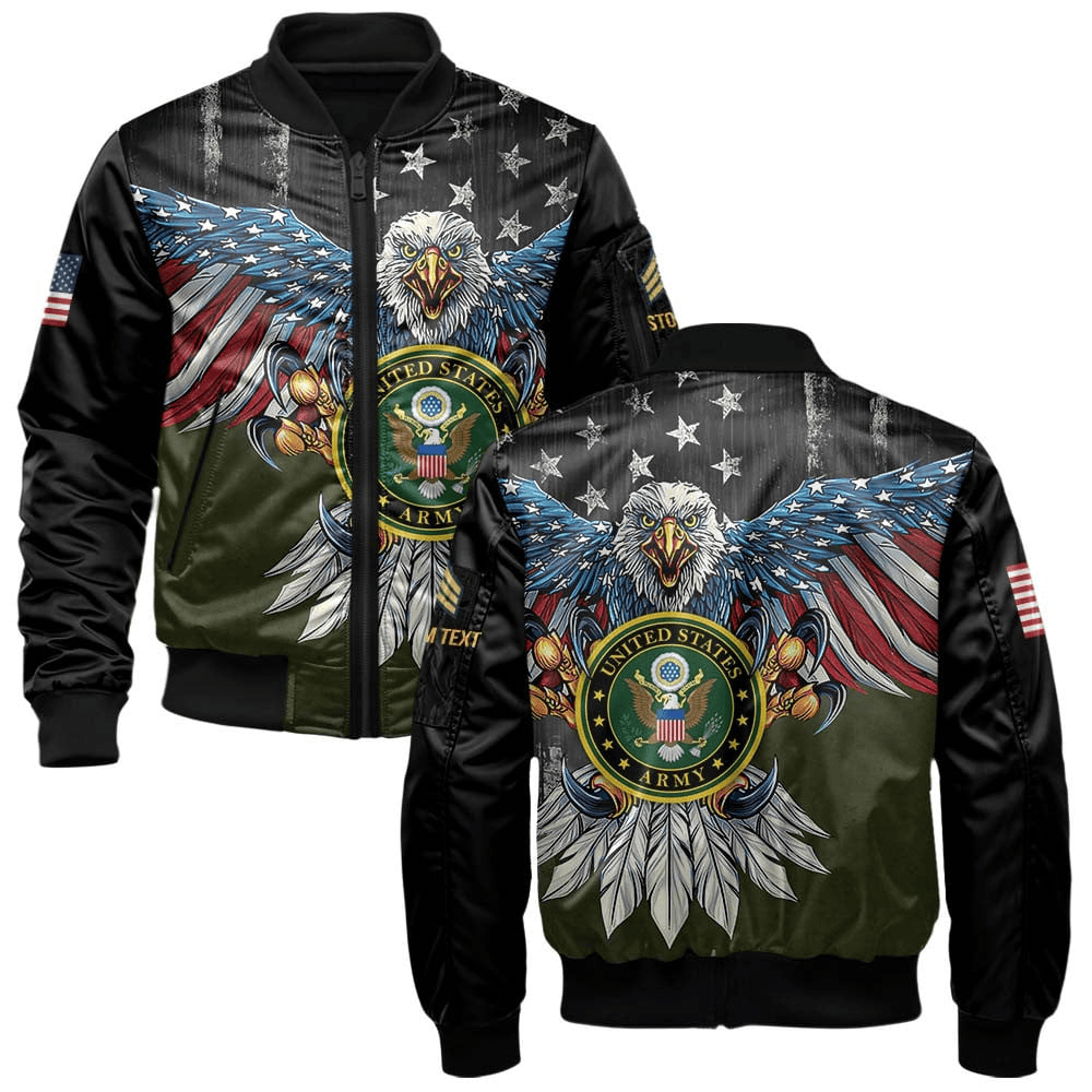 US Army Customized Eagle U.S Army Veteran 3D Bomber Jacket #00C127