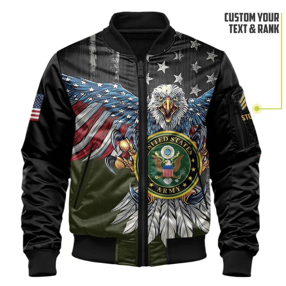 US Army Customized Eagle U.S Army Veteran 3D Bomber Jacket #00C127