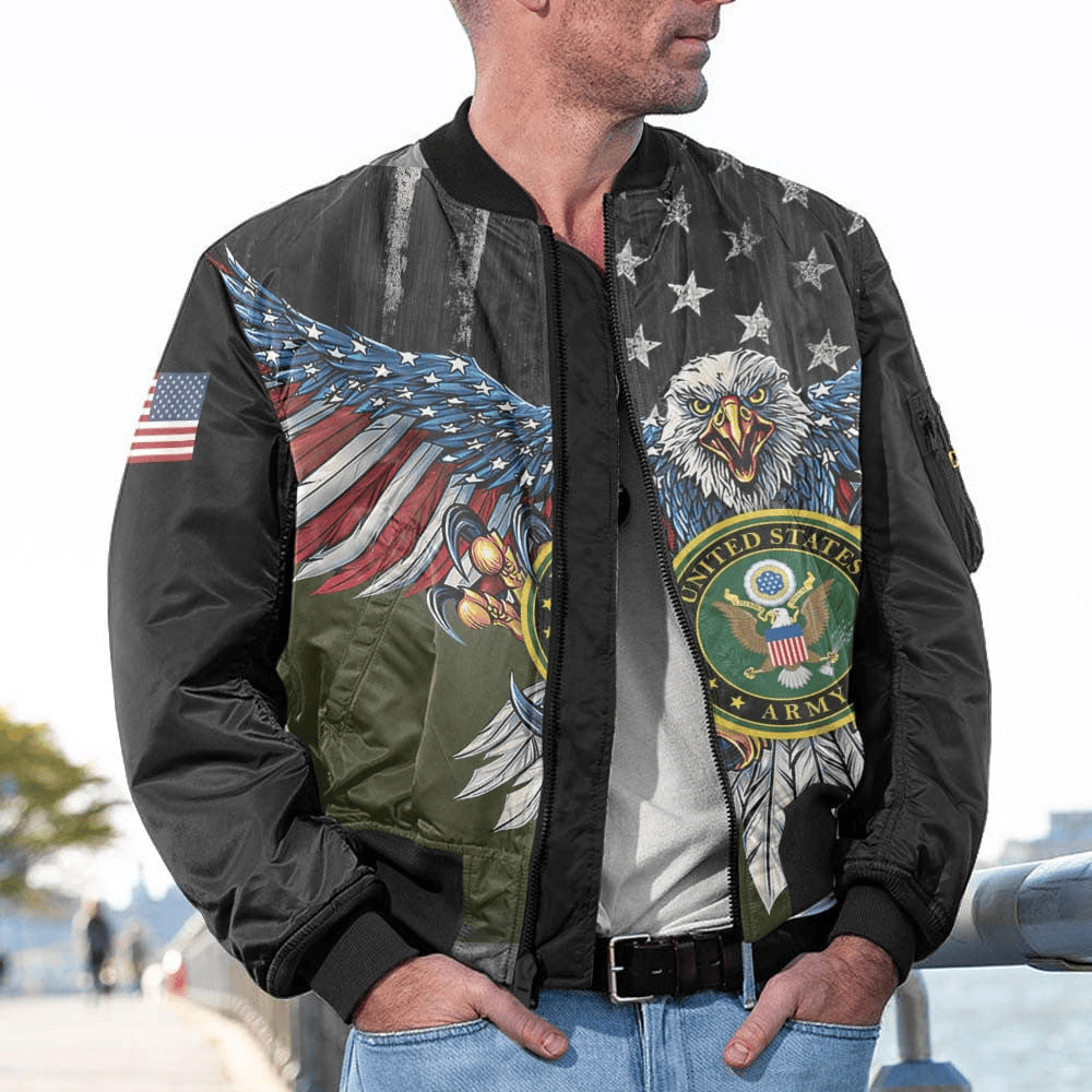 US Army Customized Eagle U.S Army Veteran 3D Bomber Jacket #00C127