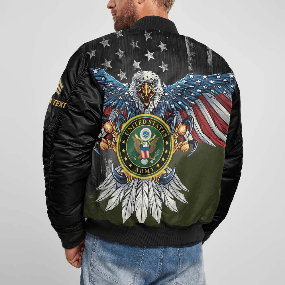 US Army Customized Eagle U.S Army Veteran 3D Bomber Jacket #00C127