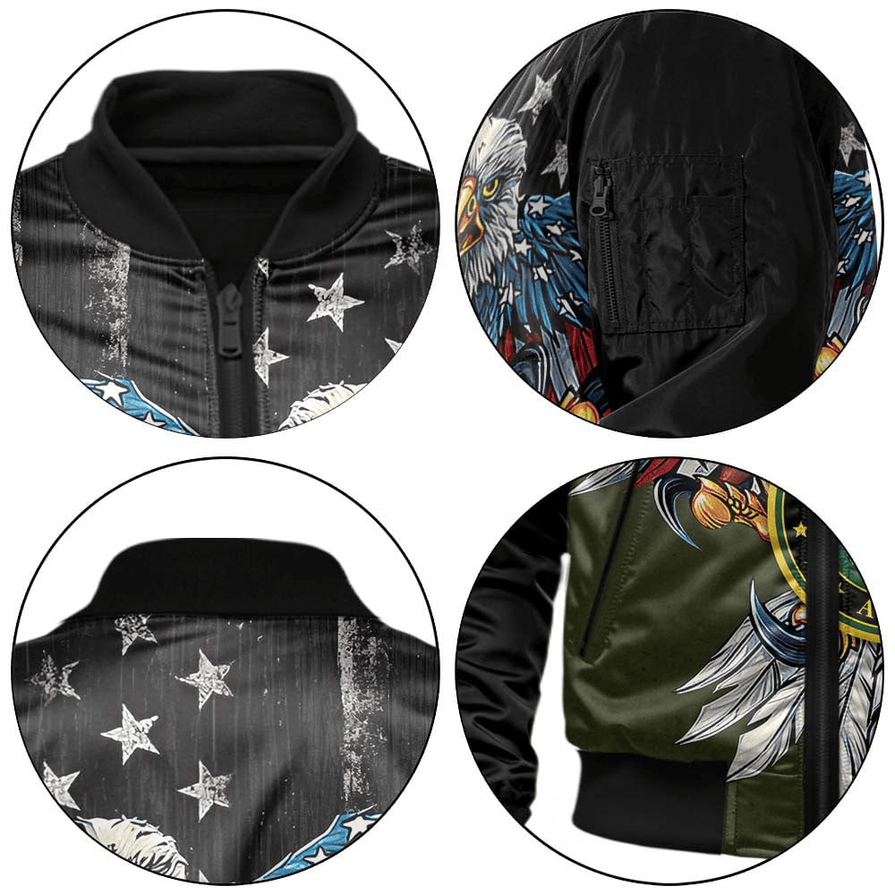 US Army Customized Eagle U.S Army Veteran 3D Bomber Jacket #00C127