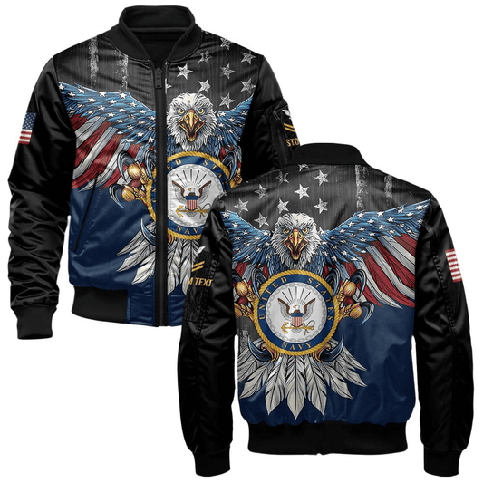 US Navy Customized Eagle U.S Navy Veteran 3D Bomber Jacket #00CB128