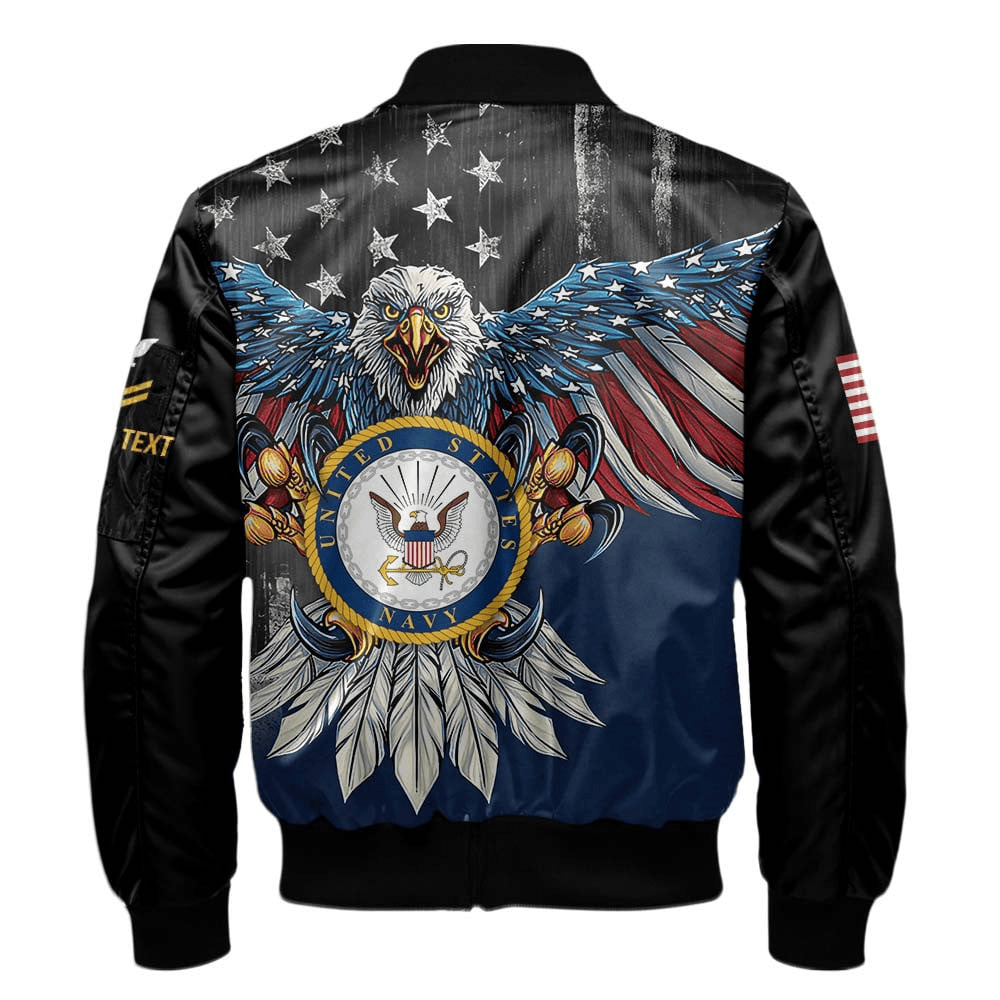 US Navy Customized Eagle U.S Navy Veteran 3D Bomber Jacket #00CB128