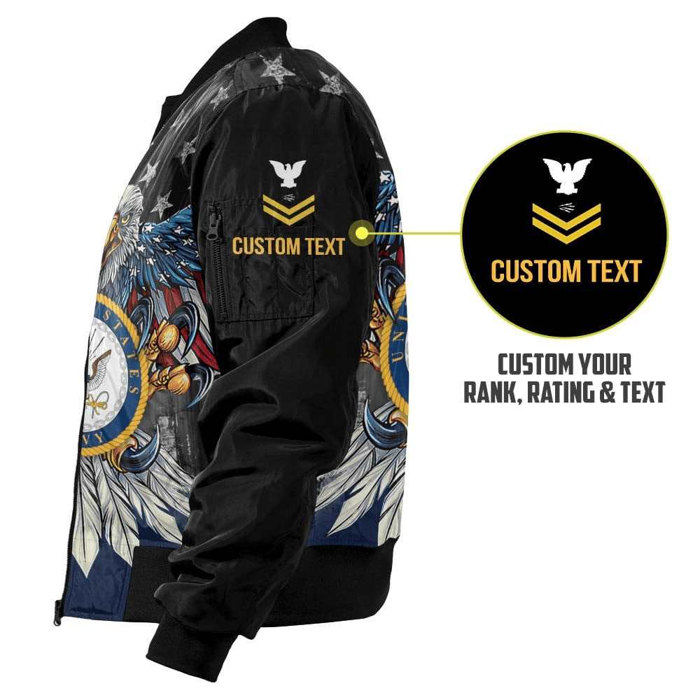 US Navy Customized Eagle U.S Navy Veteran 3D Bomber Jacket #00CB128