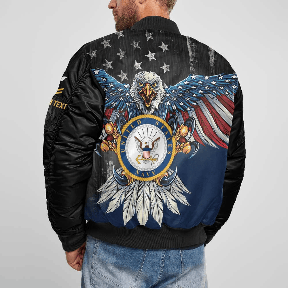 US Navy Customized Eagle U.S Navy Veteran 3D Bomber Jacket #00CB128