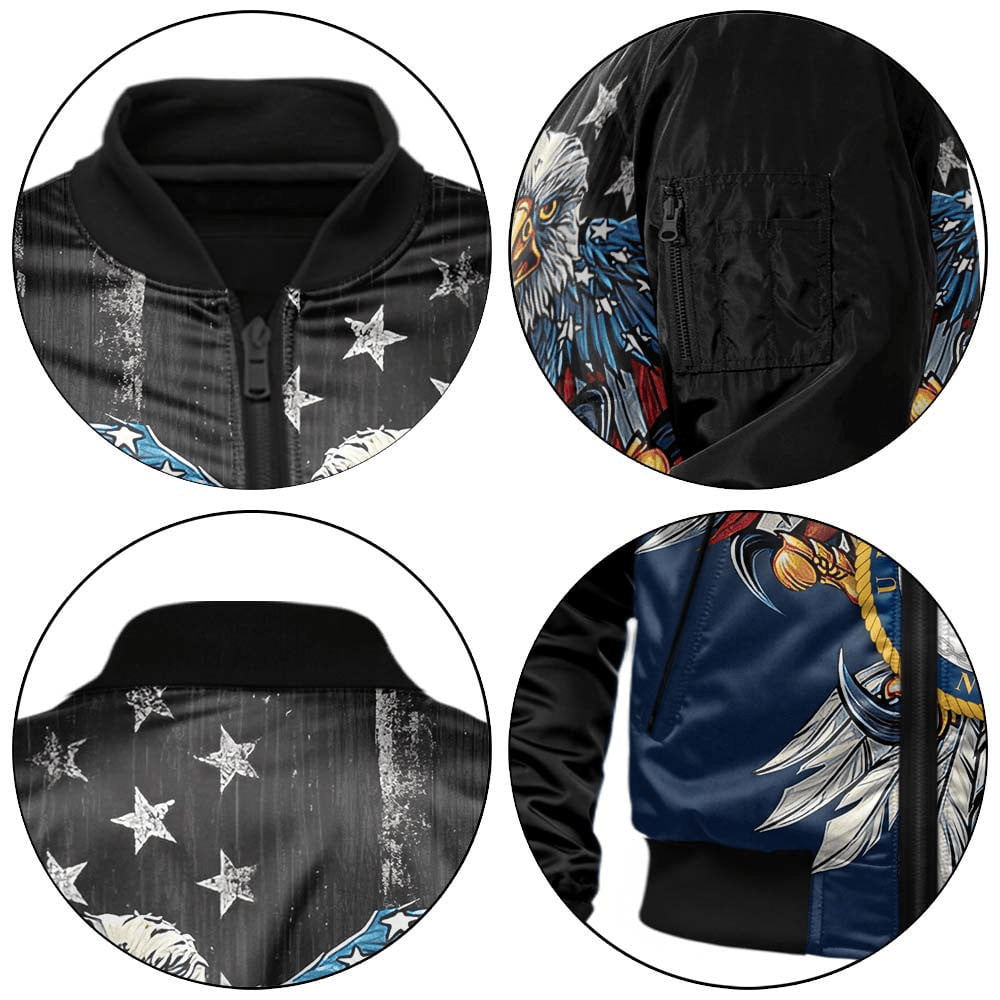 US Navy Customized Eagle U.S Navy Veteran 3D Bomber Jacket #00CB128