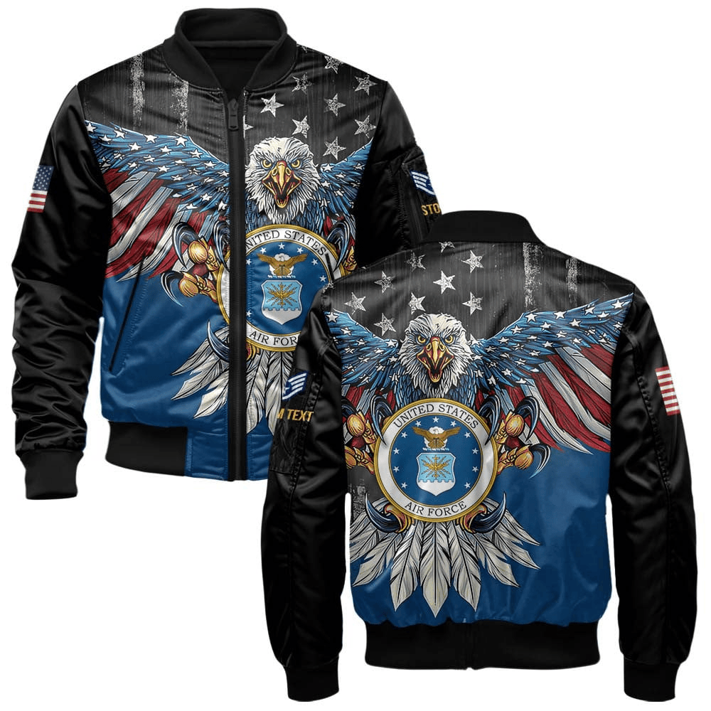 US Air Force (USAF) Customized Eagle USAF Veteran 3D Bomber Jacket #00CB129