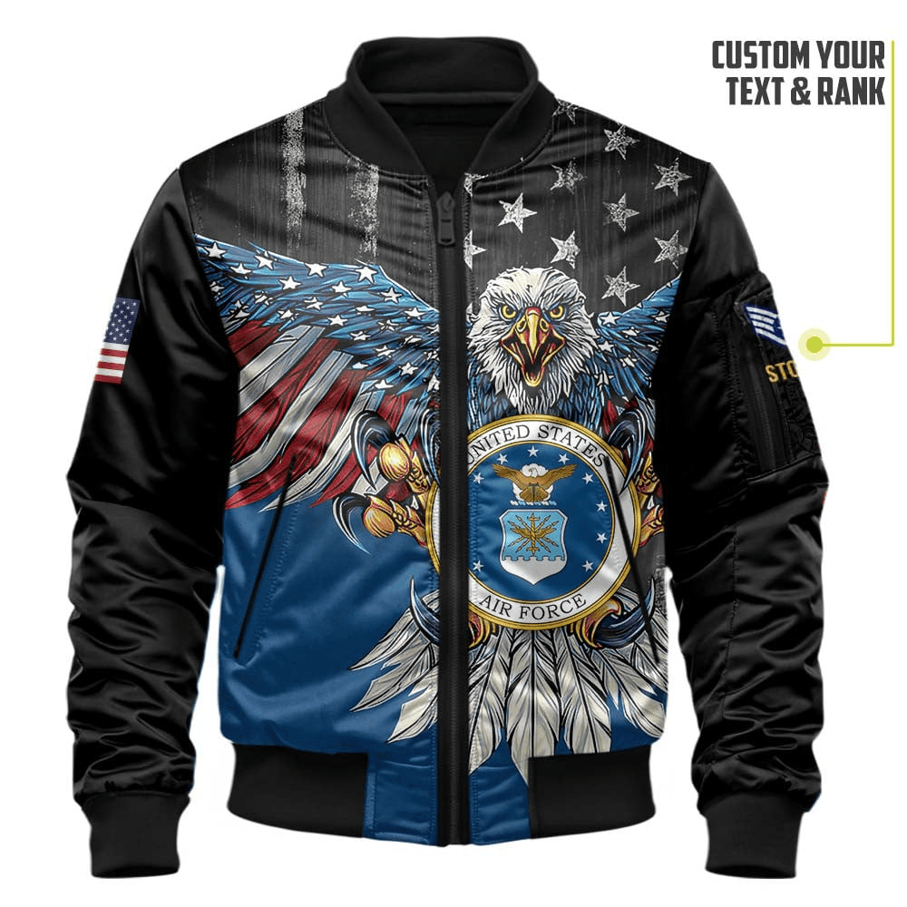 US Air Force (USAF) Customized Eagle USAF Veteran 3D Bomber Jacket #00CB129