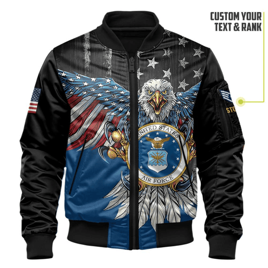 US Air Force (USAF) Customized Eagle USAF Veteran 3D Bomber Jacket #00CB129