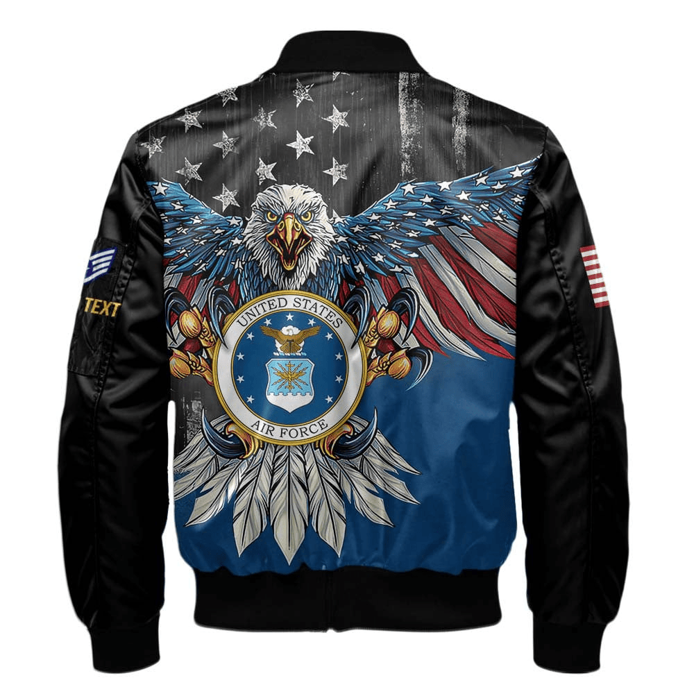 US Air Force (USAF) Customized Eagle USAF Veteran 3D Bomber Jacket #00CB129