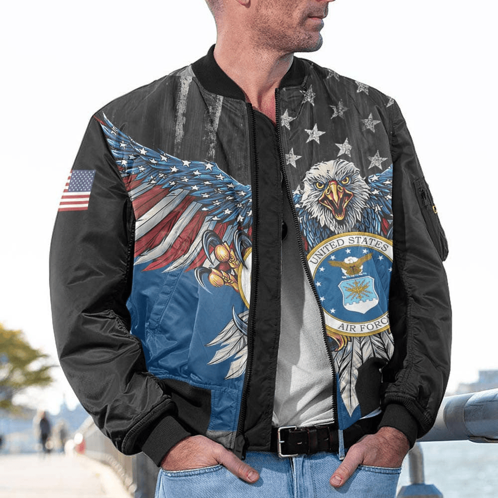 US Air Force (USAF) Customized Eagle USAF Veteran 3D Bomber Jacket #00CB129