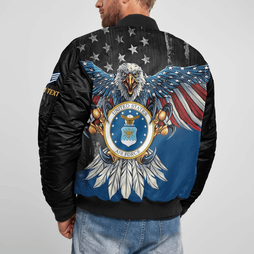 US Air Force (USAF) Customized Eagle USAF Veteran 3D Bomber Jacket #00CB129