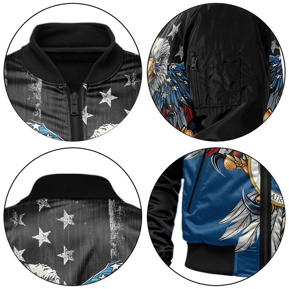 US Air Force (USAF) Customized Eagle USAF Veteran 3D Bomber Jacket #00CB129