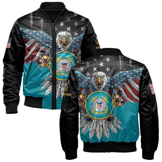 US Coast Guard (USCG) Customized Eagle USCG Veteran 3D Bomber Jacket #00CB130