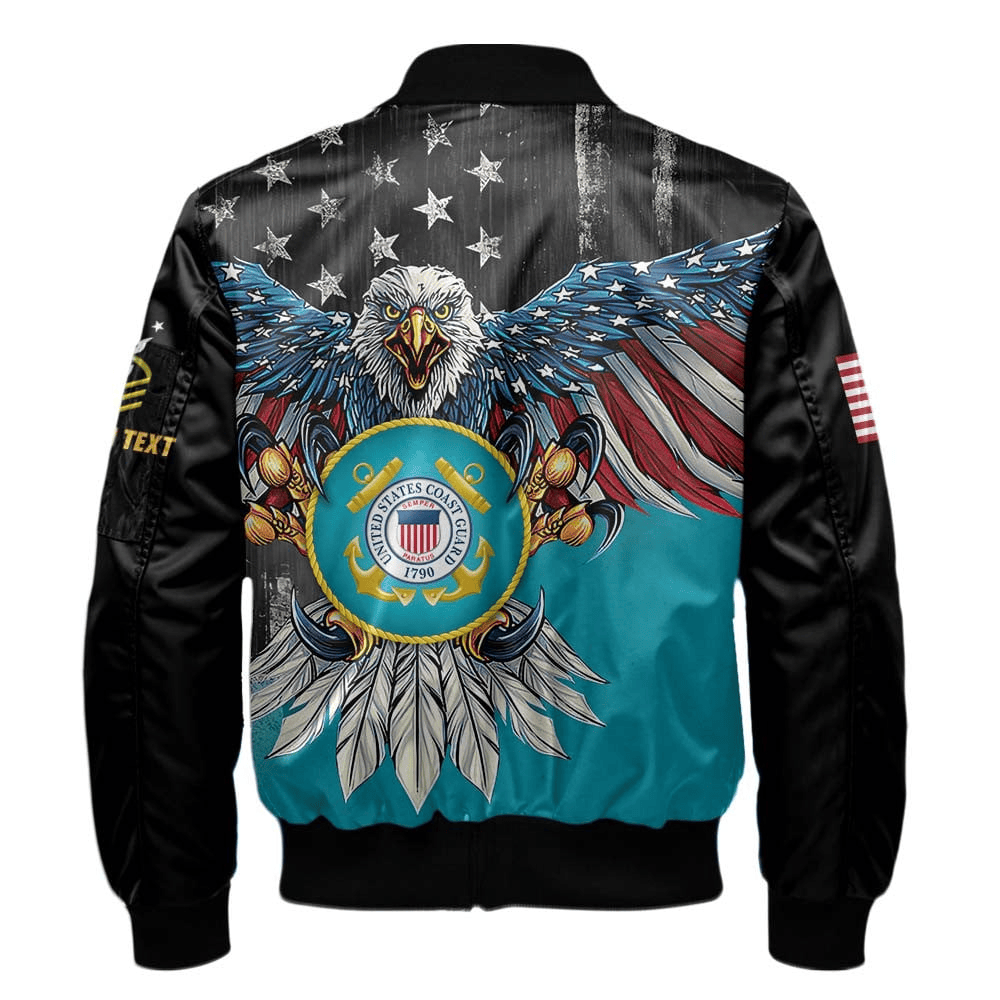 US Coast Guard (USCG) Customized Eagle USCG Veteran 3D Bomber Jacket #00CB130