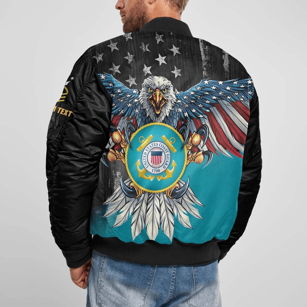 US Coast Guard (USCG) Customized Eagle USCG Veteran 3D Bomber Jacket #00CB130