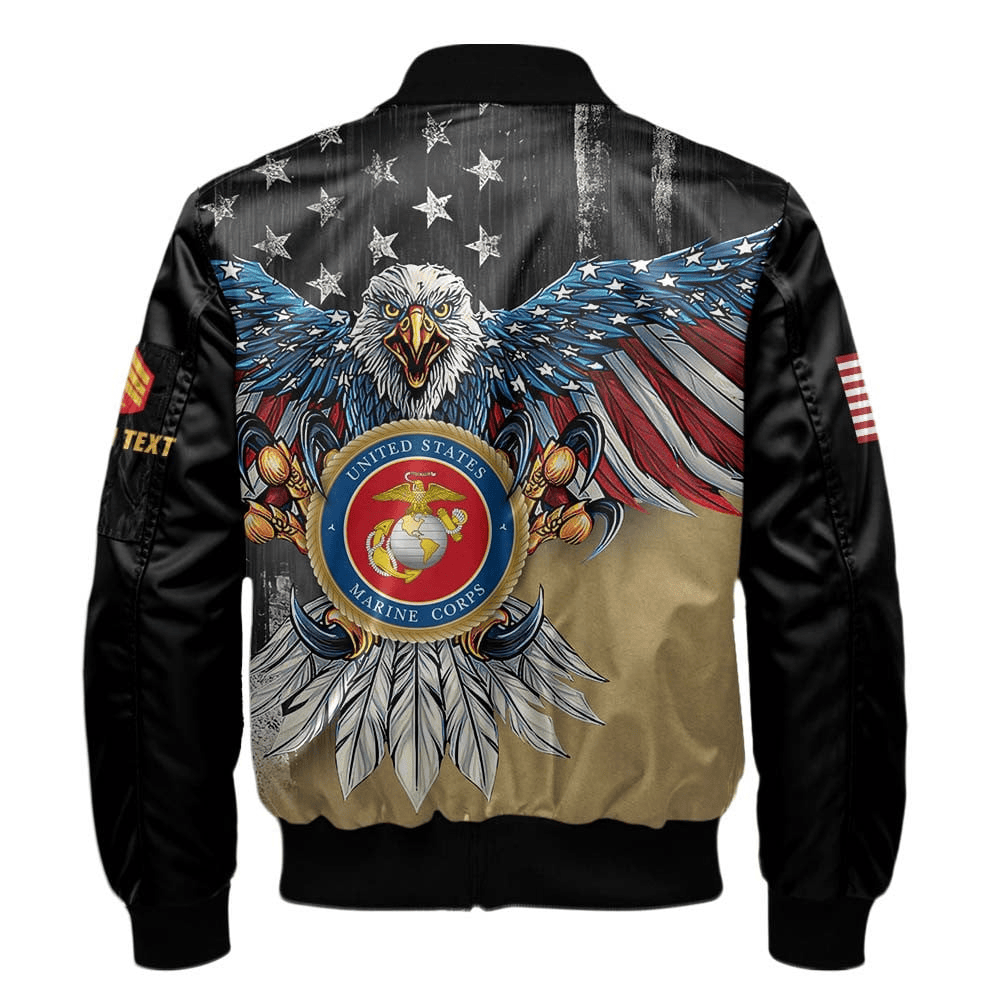 US Marine Corps (USMC) Customized Eagle USMC Veteran 3D Bomber Jacket #00CB131