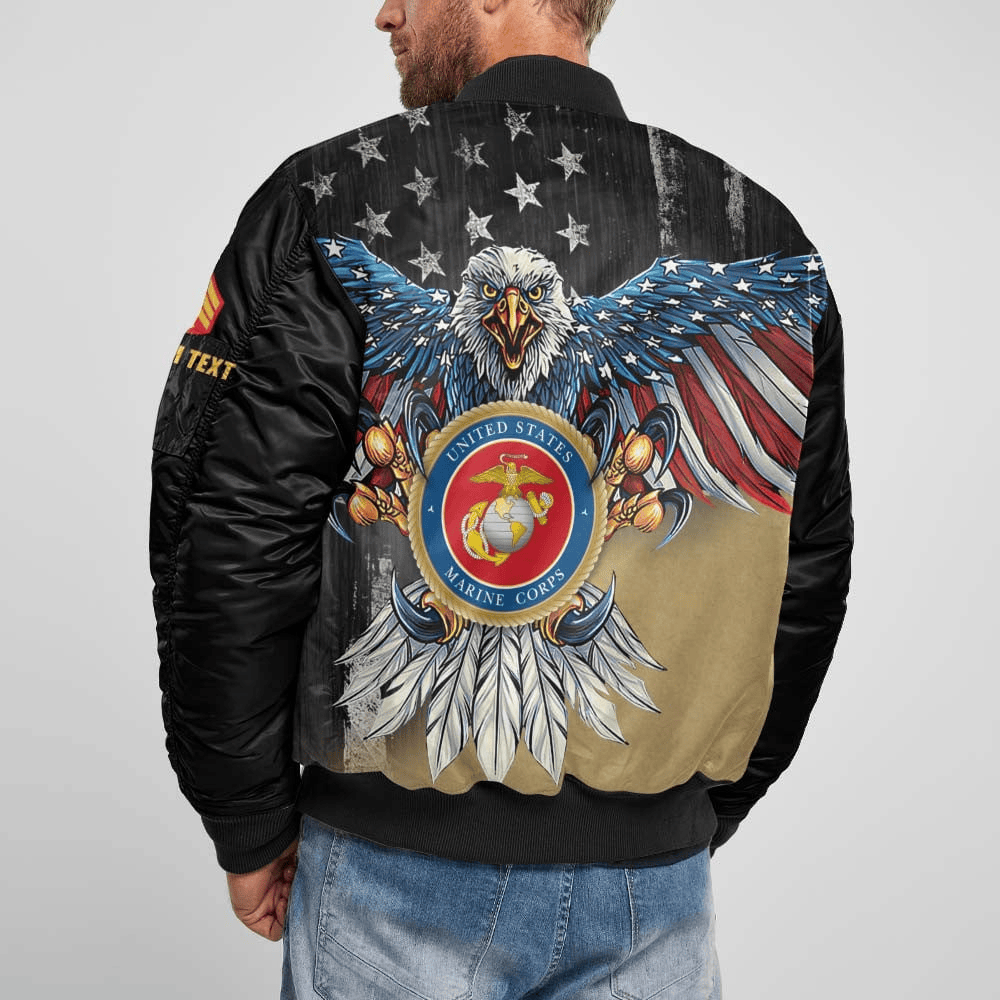 US Marine Corps (USMC) Customized Eagle USMC Veteran 3D Bomber Jacket #00CB131