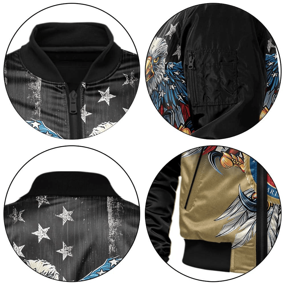 US Marine Corps (USMC) Customized Eagle USMC Veteran 3D Bomber Jacket #00CB131