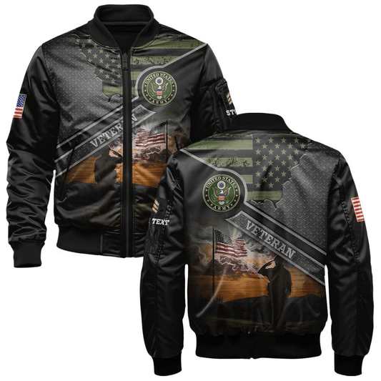 US Veteran Customized Veteran All Branches Bomber Jacket #00CB132