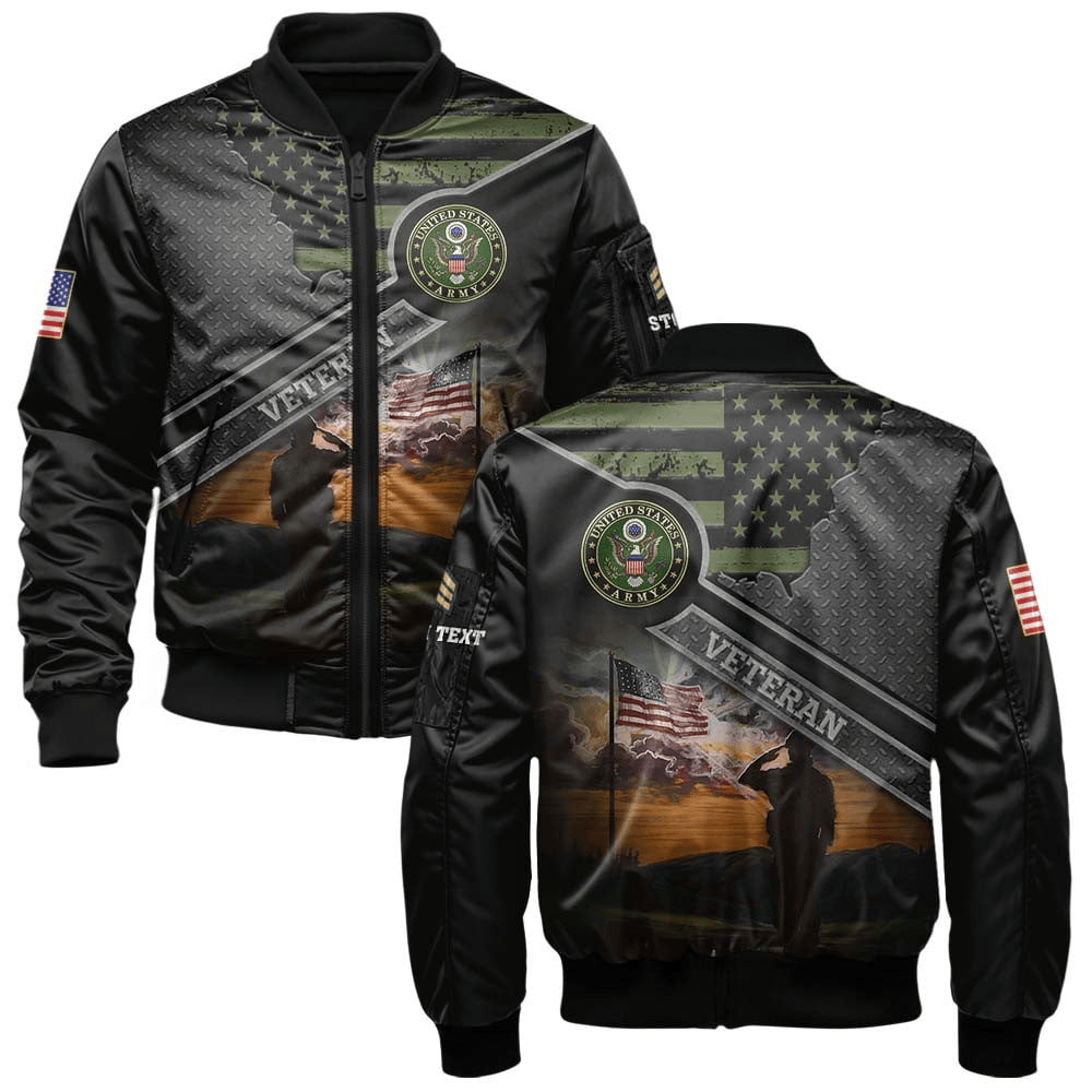 US Army Customized Veteran U.S. Army Bomber Jacket #00CB133