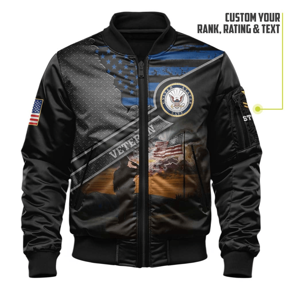 US Navy Customized Veteran U.S. Navy Bomber Jacket #00CB134