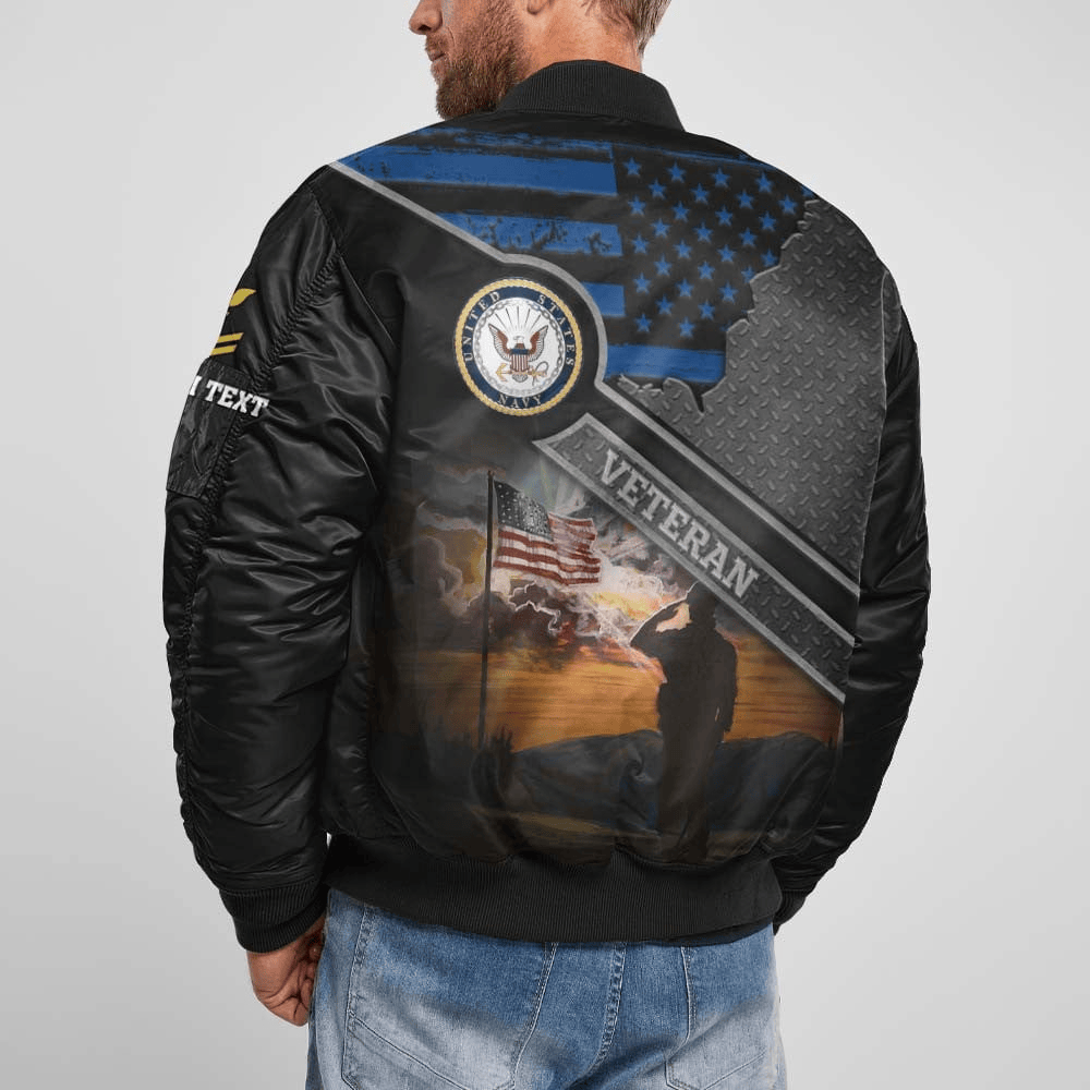 US Navy Customized Veteran U.S. Navy Bomber Jacket #00CB134