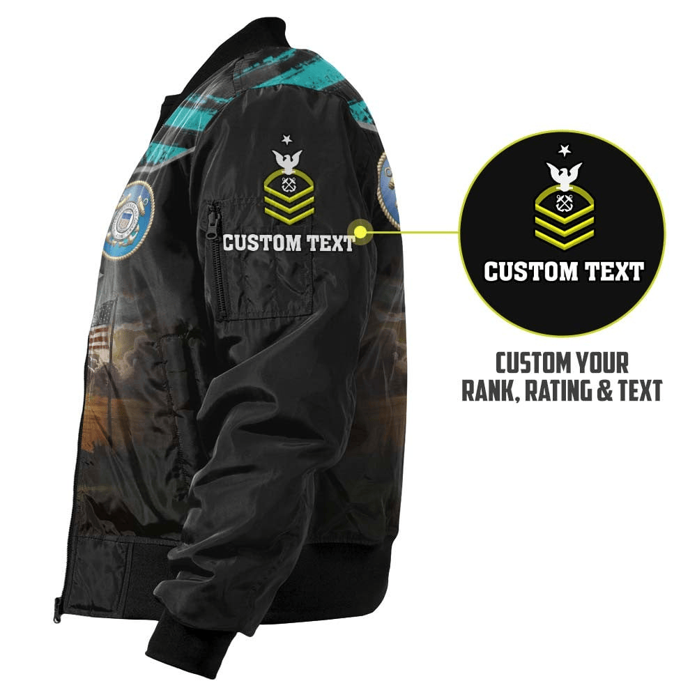 US Coast Guard (USCG) Customized Veteran U.S. Coast Guard Bomber Jacket #00CB136