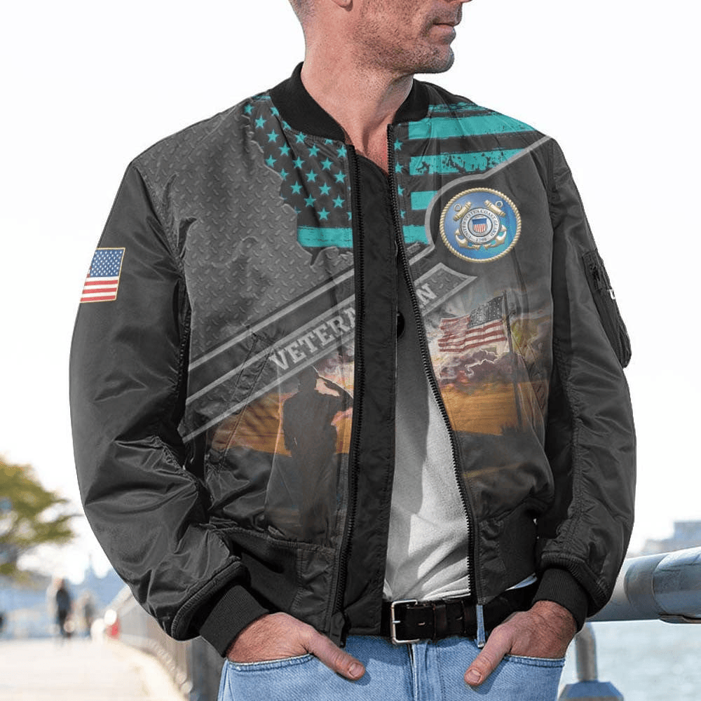 US Coast Guard (USCG) Customized Veteran U.S. Coast Guard Bomber Jacket #00CB136