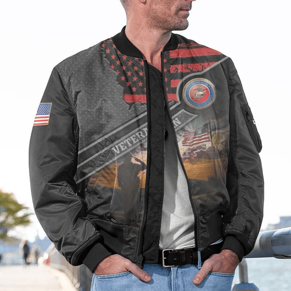 US Marine Corps (USMC) Customized Veteran U.S. Marines Bomber Jacket #00CB137