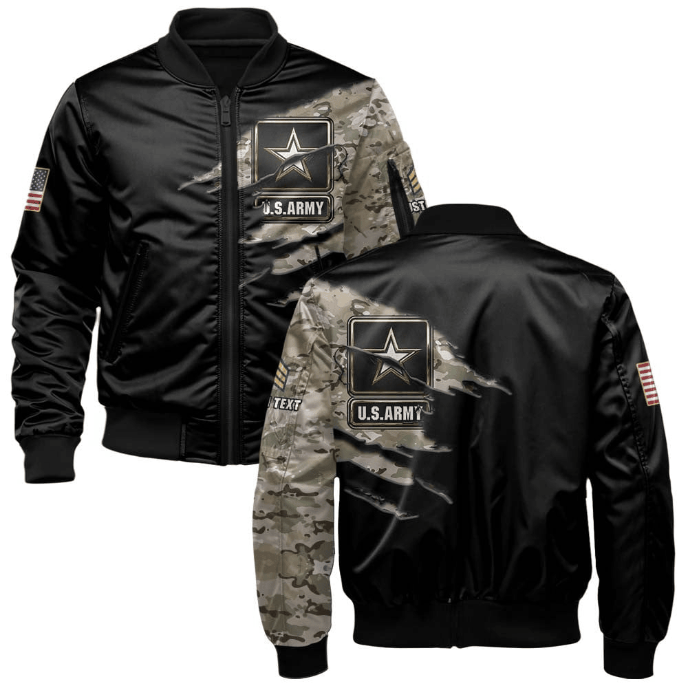US Veteran Customized All Branches Camouflage Bomber Jacket #00CB138