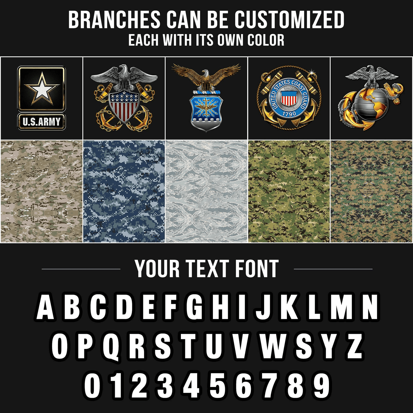 US Veteran Customized All Branches Camouflage Bomber Jacket #00CB138