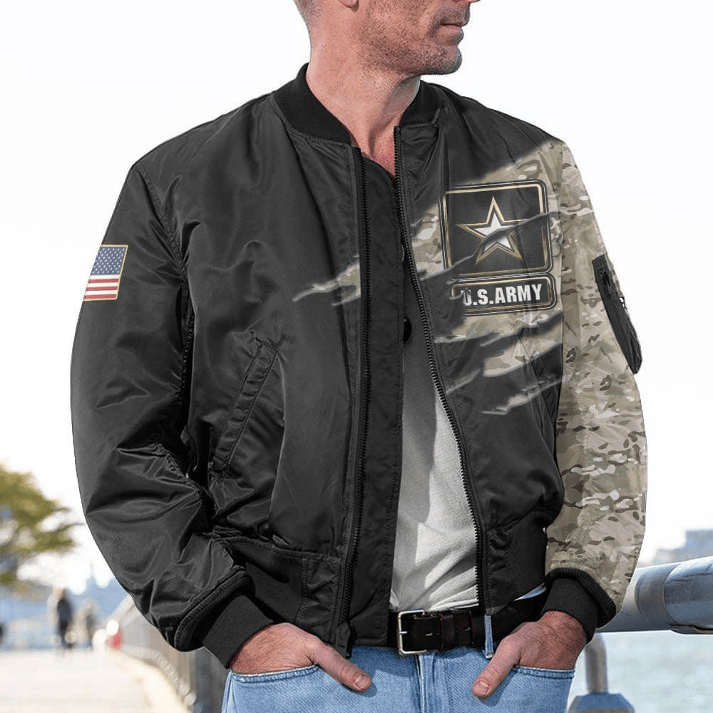 US Veteran Customized All Branches Camouflage Bomber Jacket #00CB138