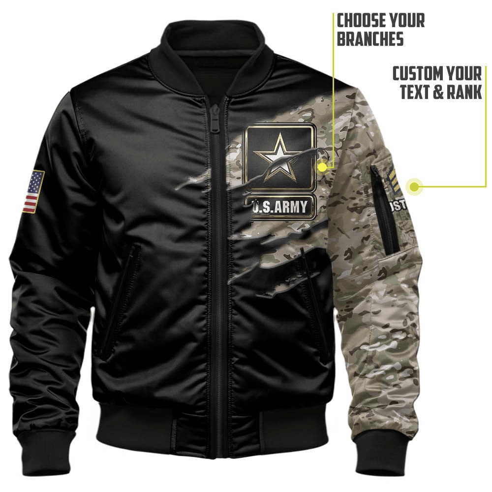 US Army Customized U.S. Army Camouflage Bomber Jacket #00CB139