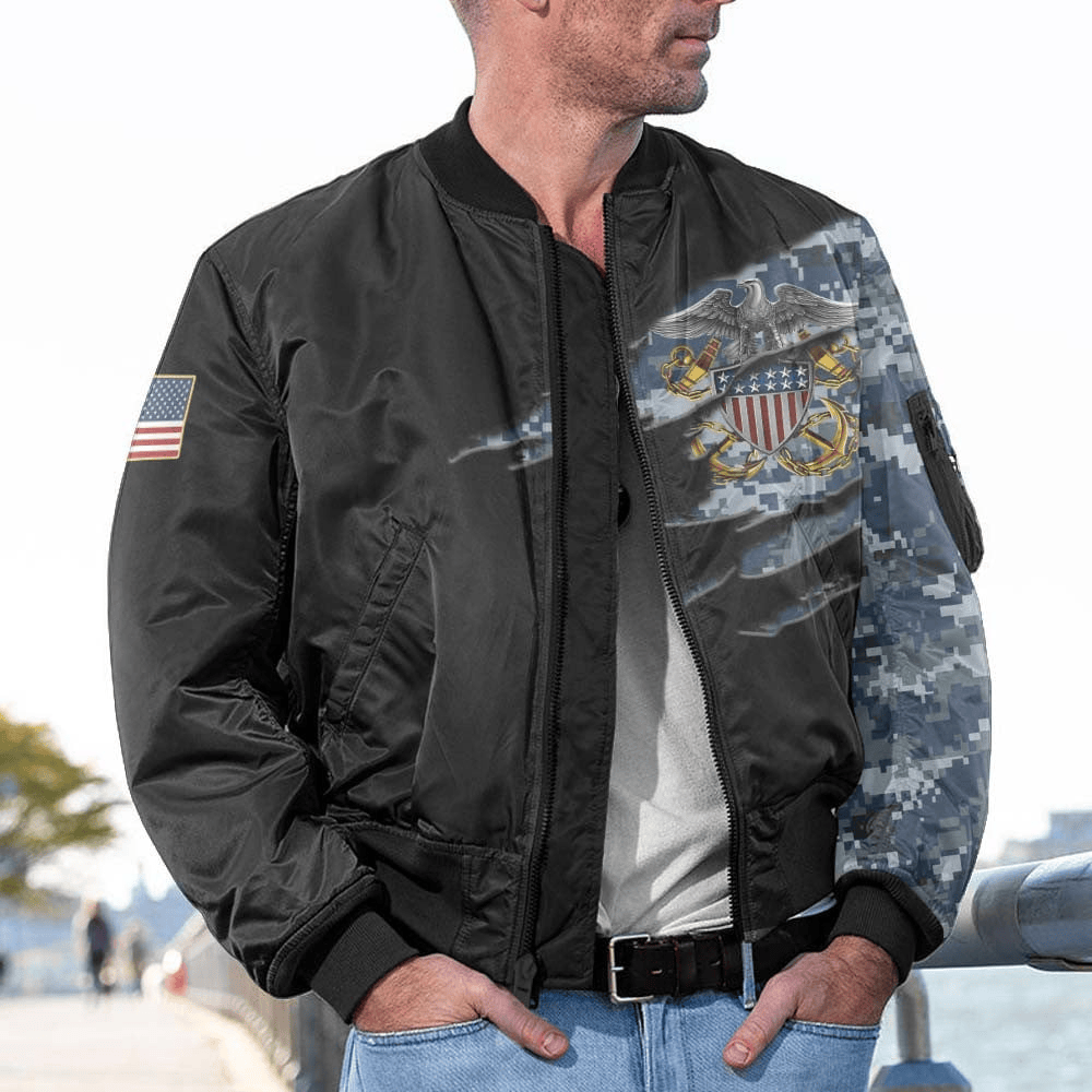 US Navy Customized U.S. Navy Camouflage Bomber Jacket #00CB140