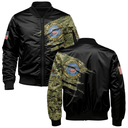 US Coast Guard (USCG) Customized U.S. Coast Guard Camouflage Bomber Jacket #00CB142