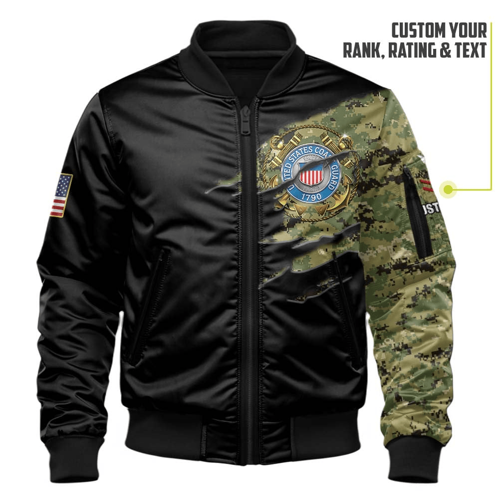 US Coast Guard (USCG) Customized U.S. Coast Guard Camouflage Bomber Jacket #00CB142