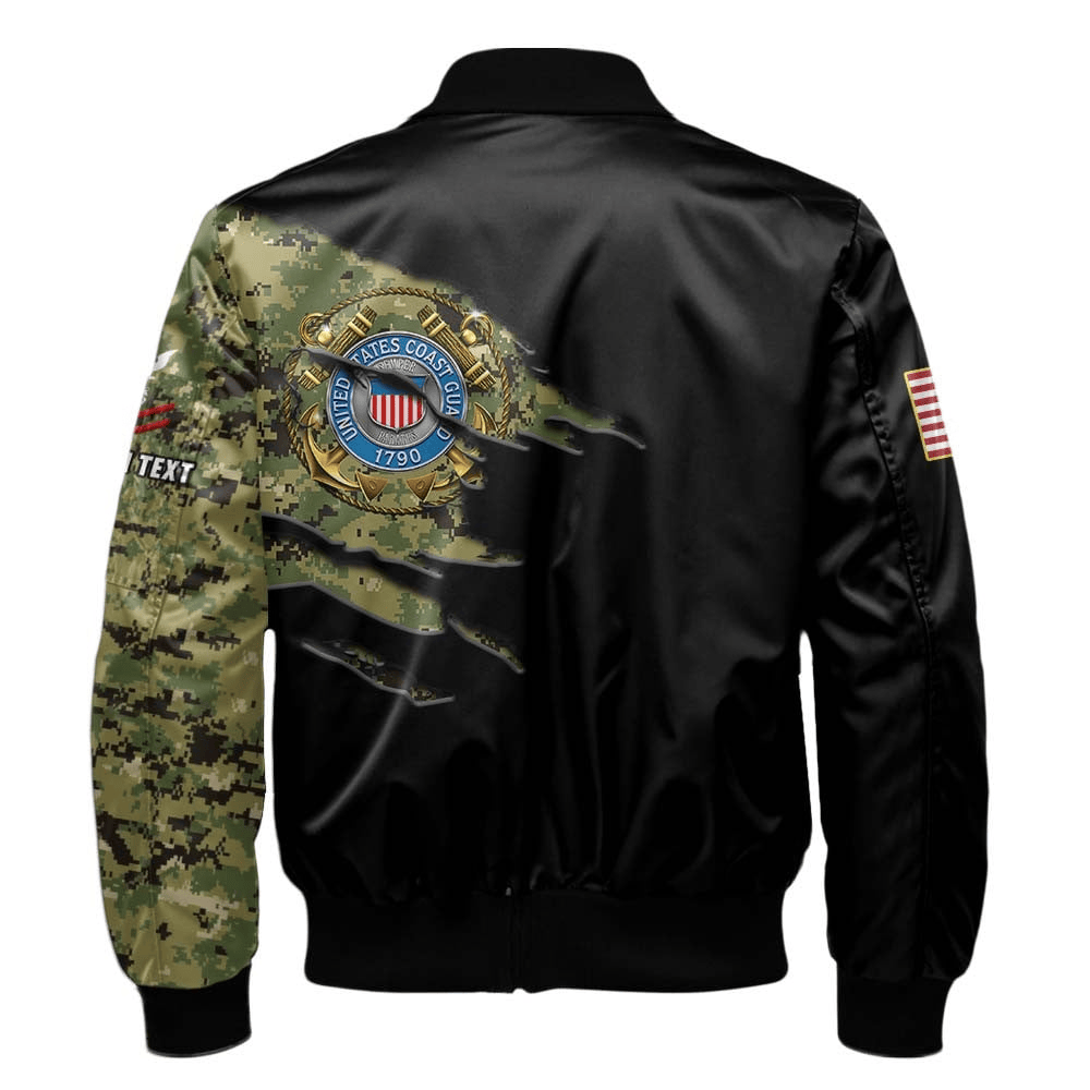 US Coast Guard (USCG) Customized U.S. Coast Guard Camouflage Bomber Jacket #00CB142
