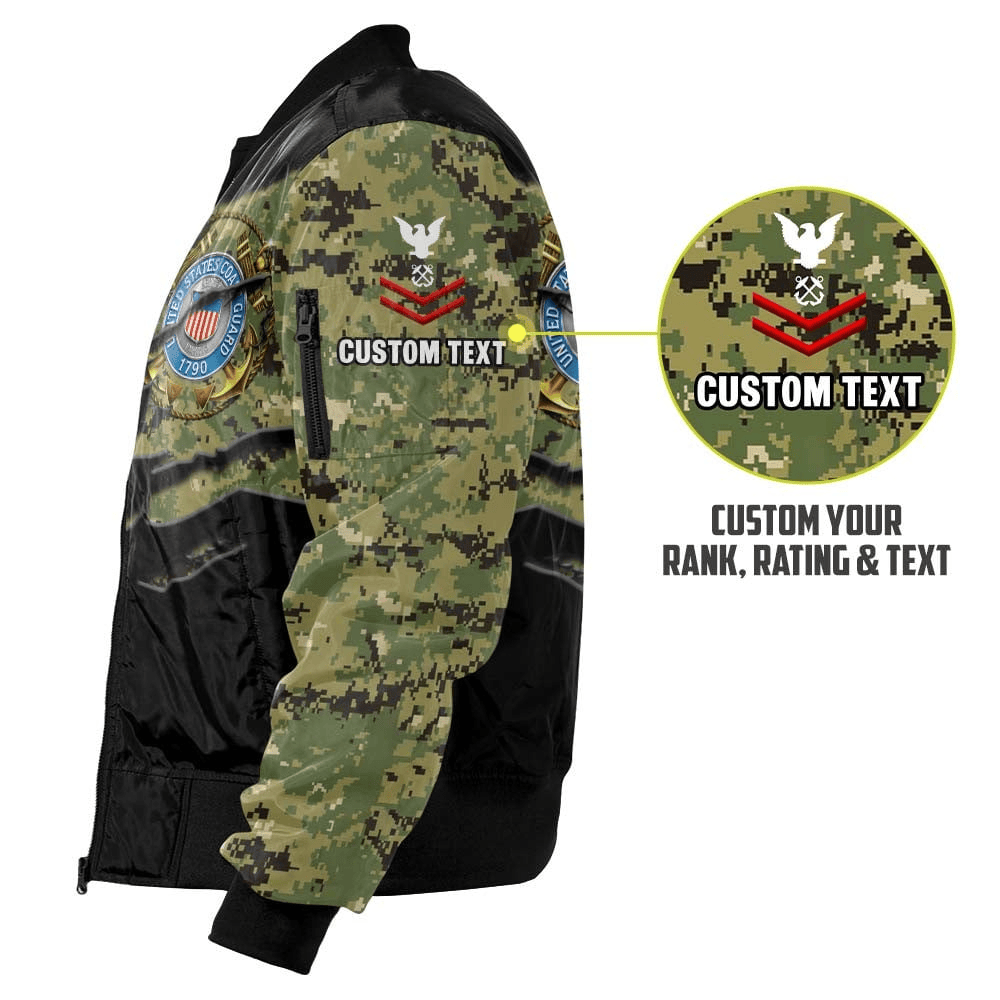 US Coast Guard (USCG) Customized U.S. Coast Guard Camouflage Bomber Jacket #00CB142