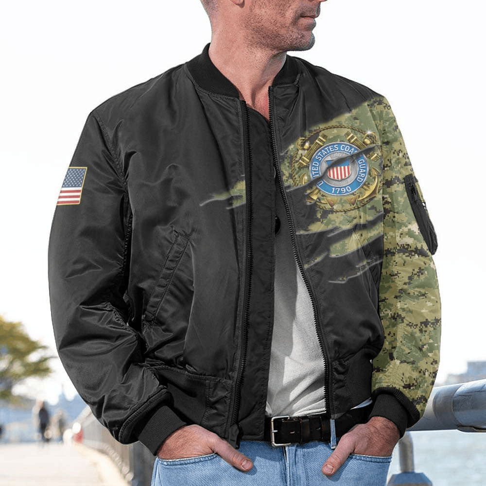 US Coast Guard (USCG) Customized U.S. Coast Guard Camouflage Bomber Jacket #00CB142