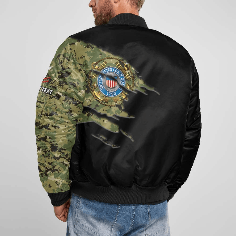 US Coast Guard (USCG) Customized U.S. Coast Guard Camouflage Bomber Jacket #00CB142