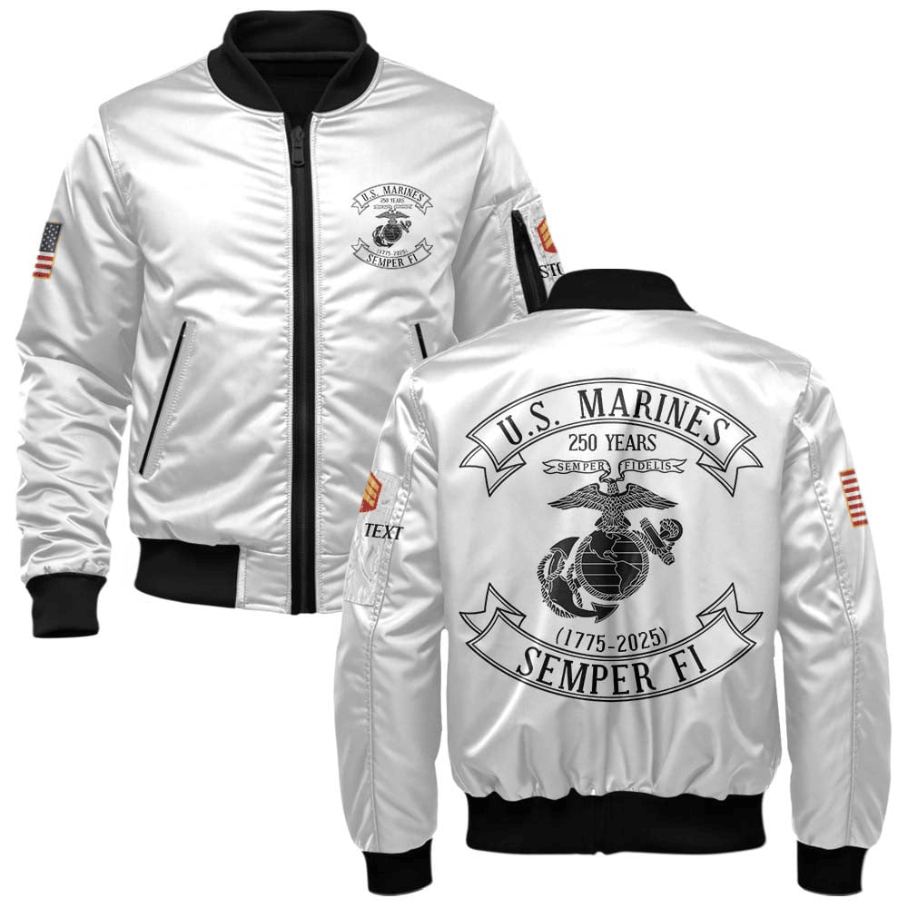 US Marine Corps (USMC) Personalized The 250th USMC Birthday Bomber Jacket #00CB150