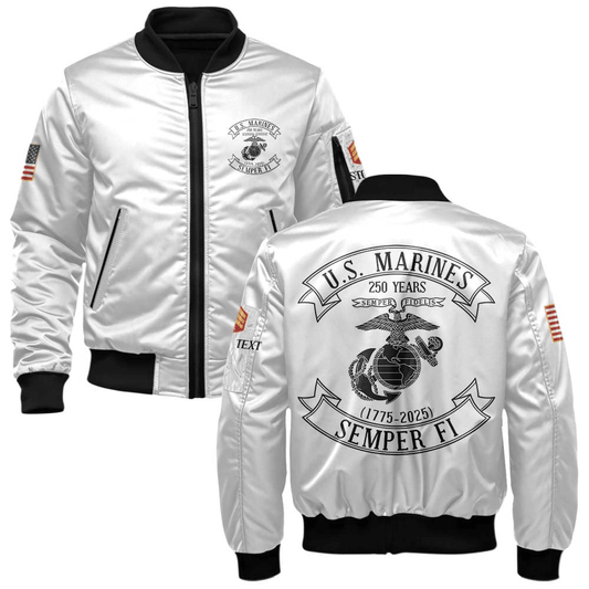 US Marine Corps (USMC) Personalized The 250th USMC Birthday Bomber Jacket #00CB150