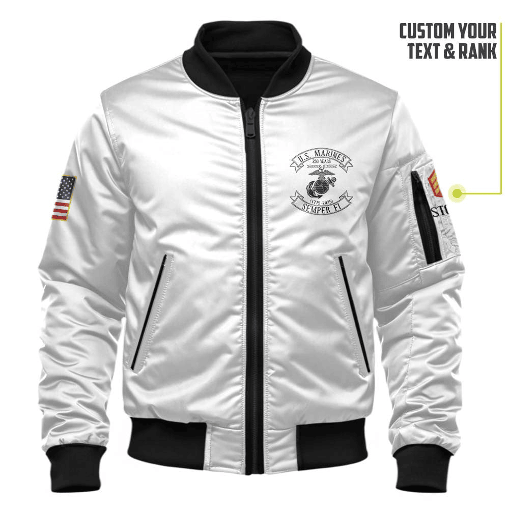 US Marine Corps (USMC) Personalized The 250th USMC Birthday Bomber Jacket #00CB150